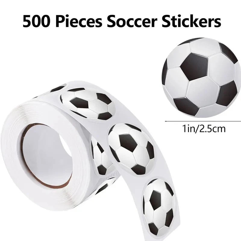 500 Black-and-white Round Soccer Stickers Self-adhesive Roll Perfect