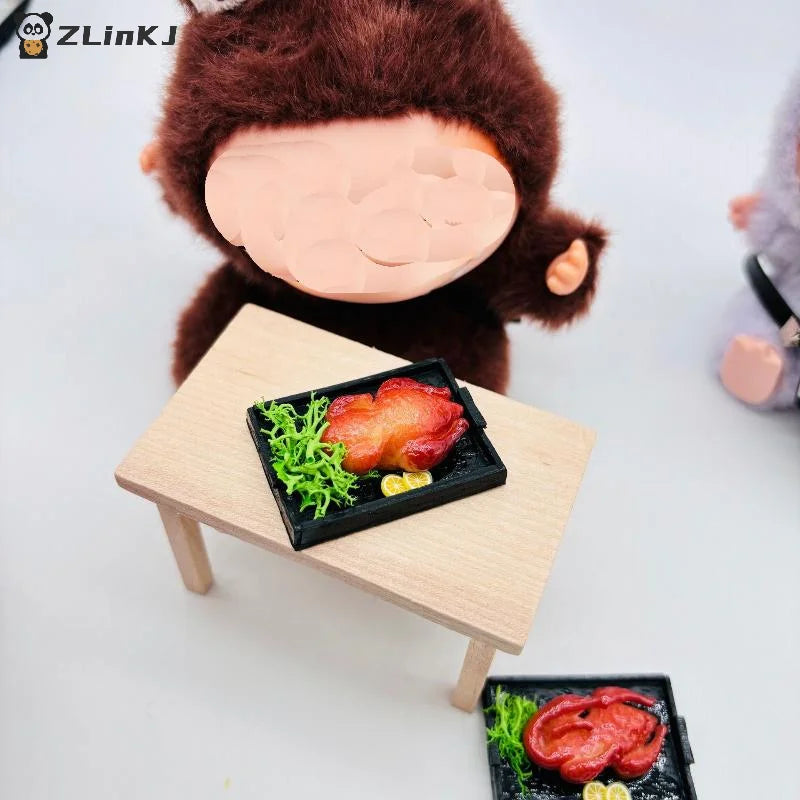 ▶1Pc 1:12 Dollhouse Miniature Food Toy Christmas Roasted Chicken And Roast Duck Scene Model Doll House Accessories Zpaxo