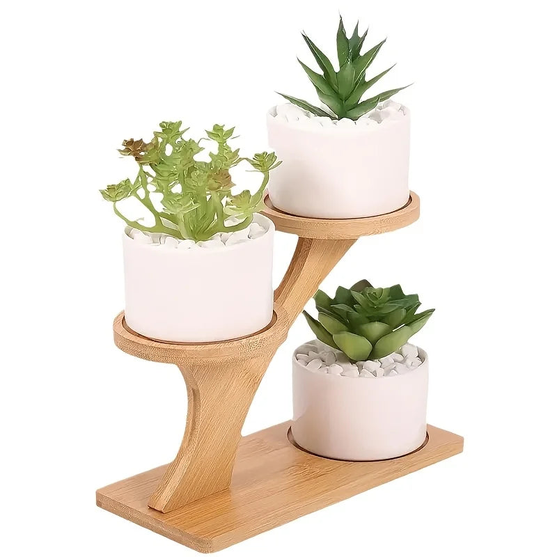 2-Tier Bamboo Stand Shelf Home Office Compact Design Perfect Desktop