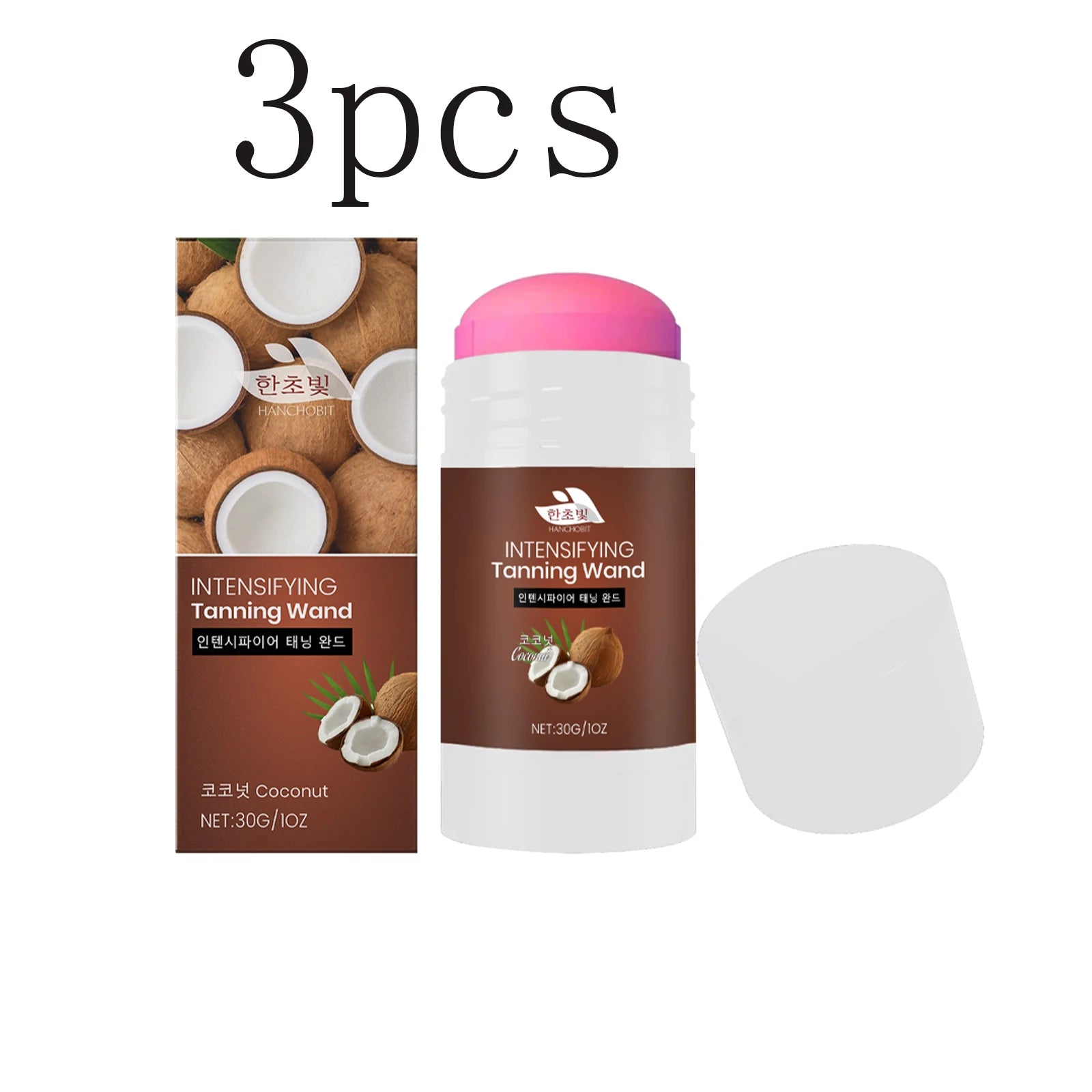 Coconut Self-Tanning Stick – Sun-Free Bronze Glow & Hydration Self-Tanning Bronzer Zpaxo 30gx3pcs
