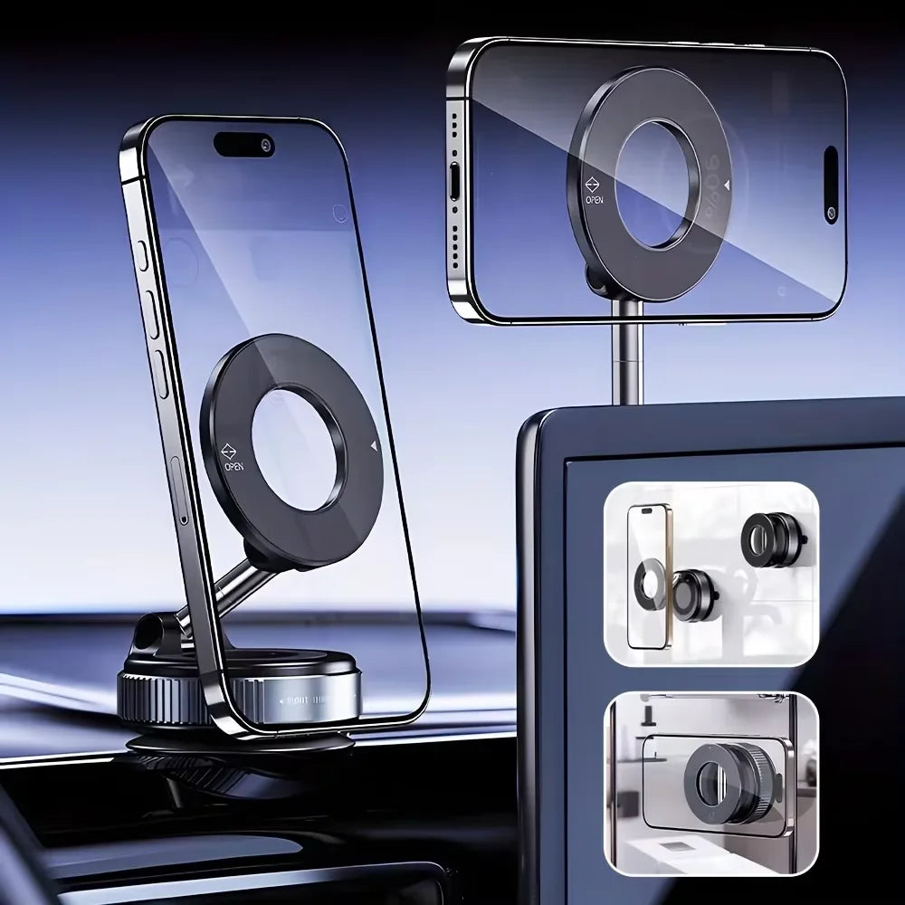 Vacuum Magnetic Universal Holder Magsafe Suction Cup Phone Holder 360 ° Adjustable Magnetic Phone Holder Foldable Pocket Size Zpaxo White