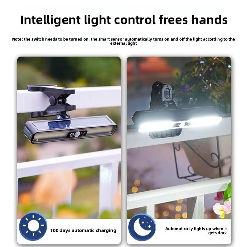 Solar Panel Clip Lamp Waterproof Outdoor Lighting Courtyard Garden