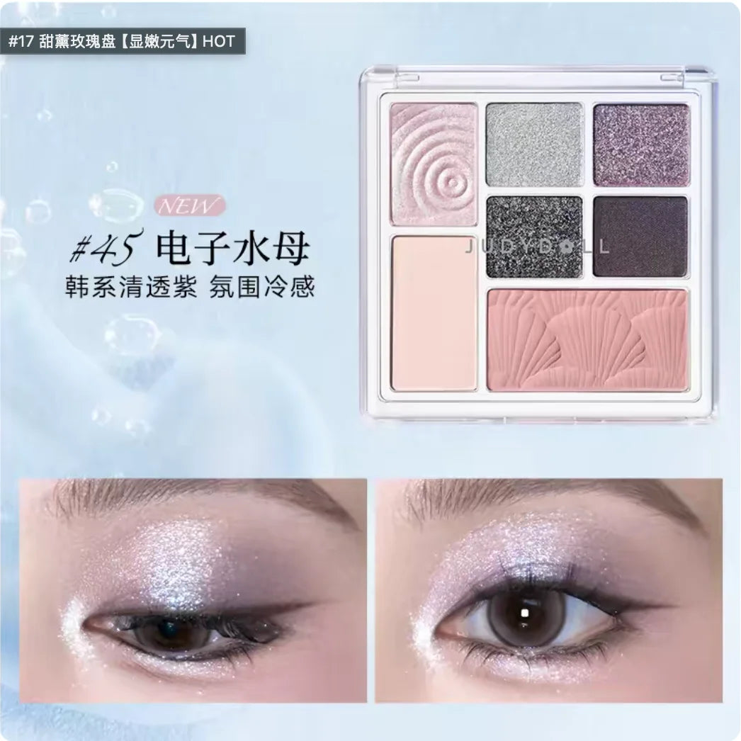 Judydoll 7-Color Palette Eyeshadow Highlight Powder Eye Long Lasting Zpaxo 45
