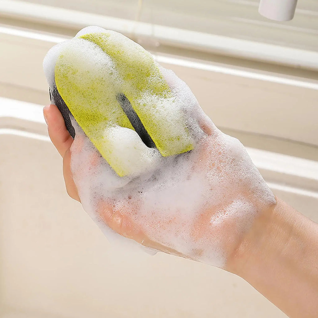 U Shaped Double Sided Cleaning Sponge Reusable Non Scratch Dish