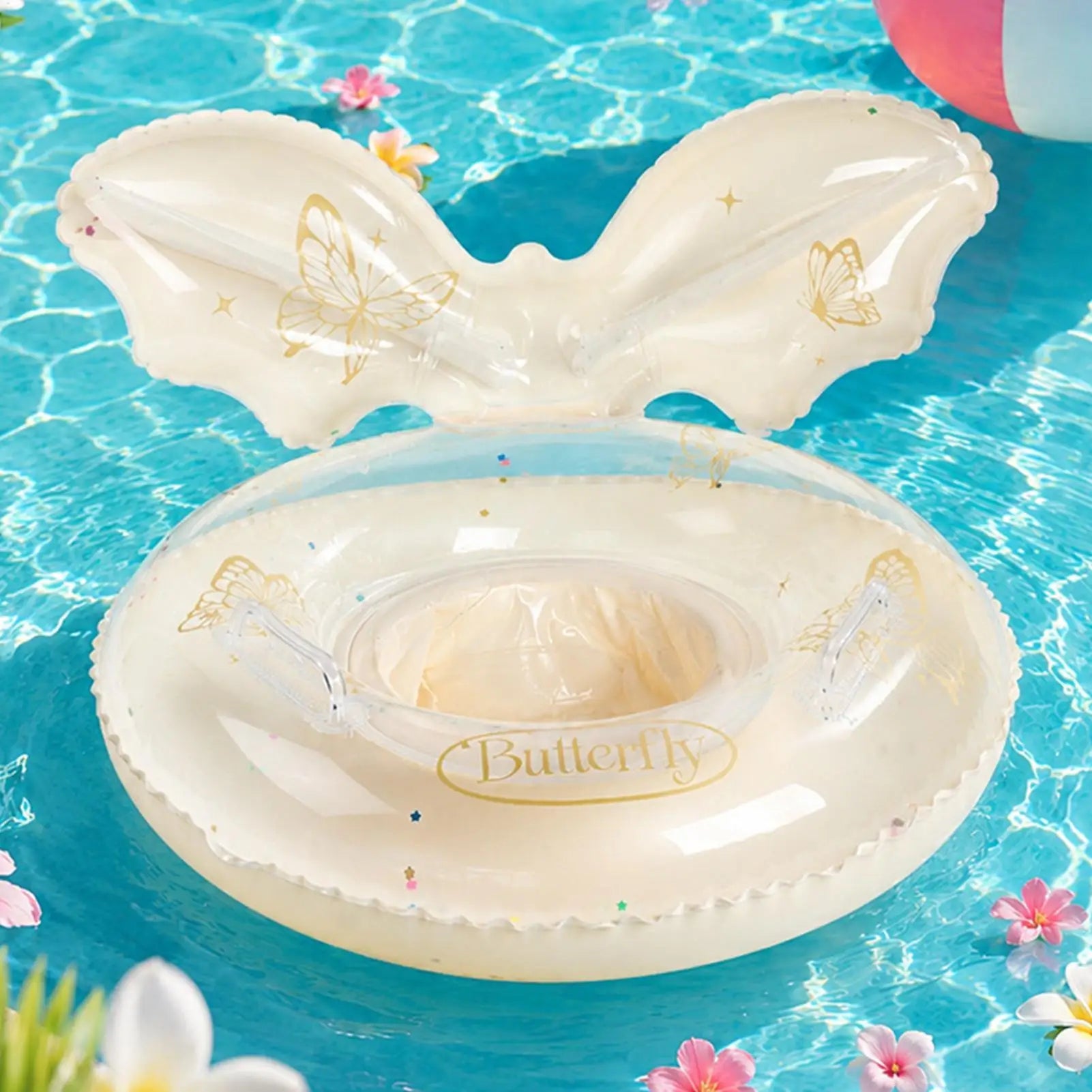 Kids Float Canopy Inflatable Swim Ring Sequin Butterfly Swimming 6 Zpaxo