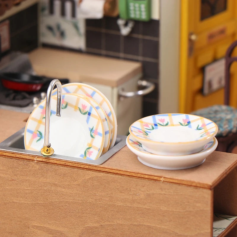 1 12 Dollhouse Miniature Plates 5 Pretend Play Kitchen Decorations Zpaxo A5 5pcs