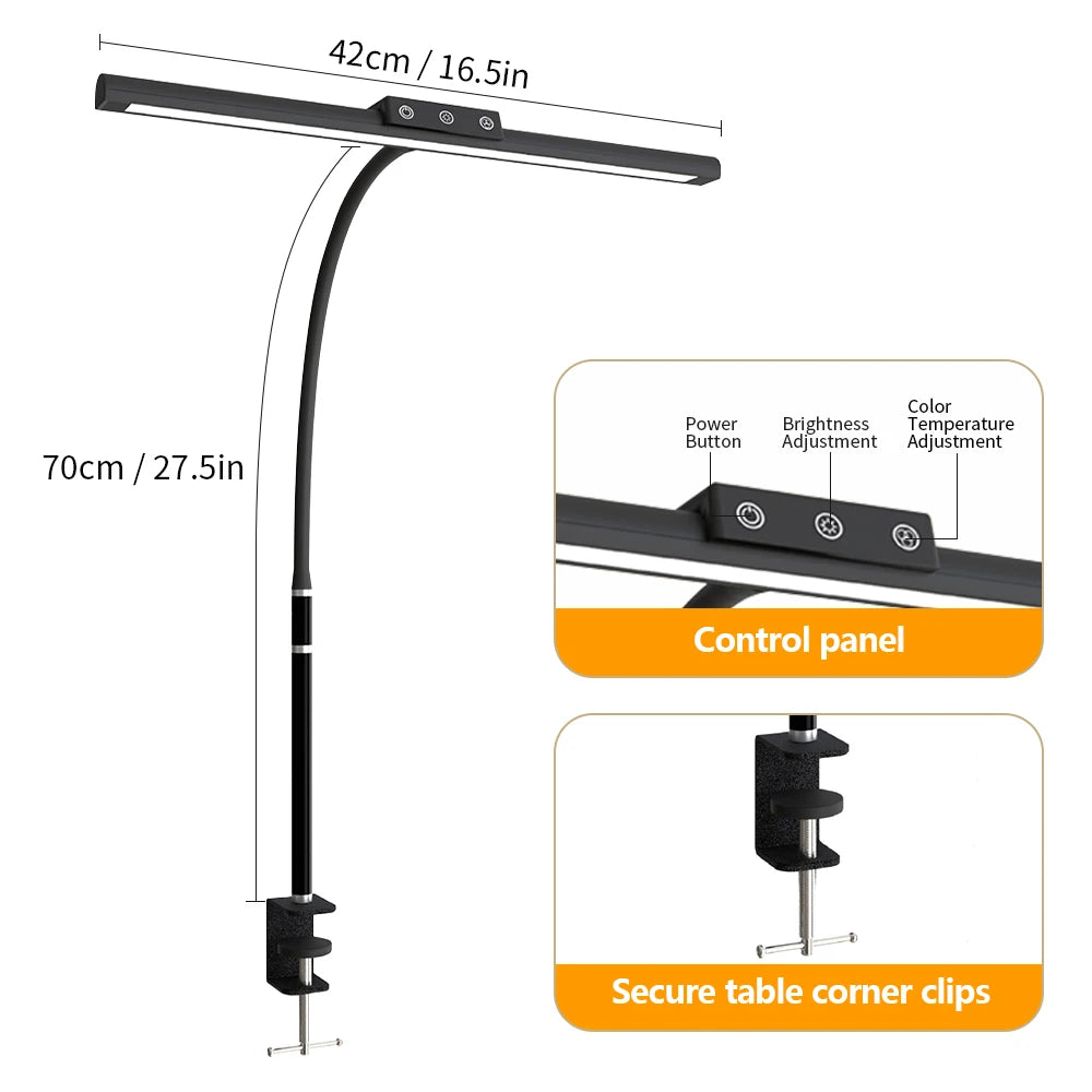 Home LED Eye-Caring Architect Desk Lamp No Flicker Flexible Gooseneck Dimmable Office PC Screen USB Table Light for Reading Work Zpaxo 1-Head Touch Control