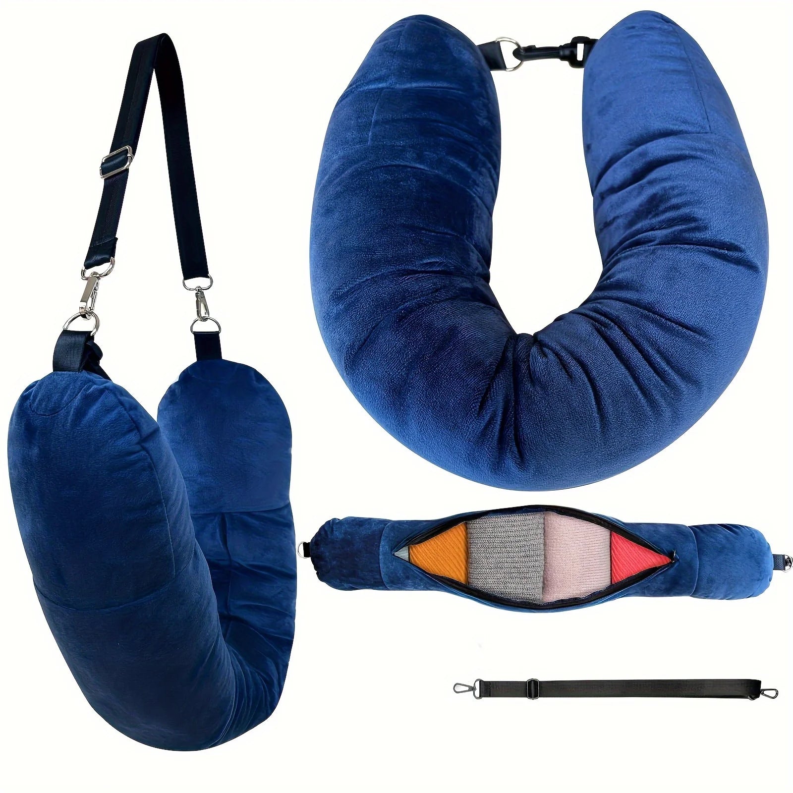 U-Shaped Travel Pillow That Can Be Filled with Clothes, Easy to Carry, Essential for Flights and Daily Use, Travel, Picnic, Zpaxo