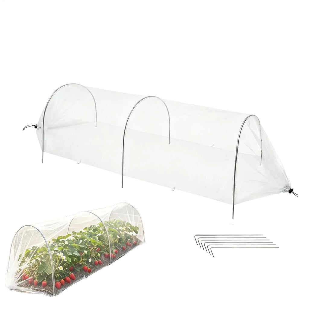 Pop-Up Garden Tunnel Net with Stakes – Plant Protection Mesh Garden Tunnel Net Zpaxo