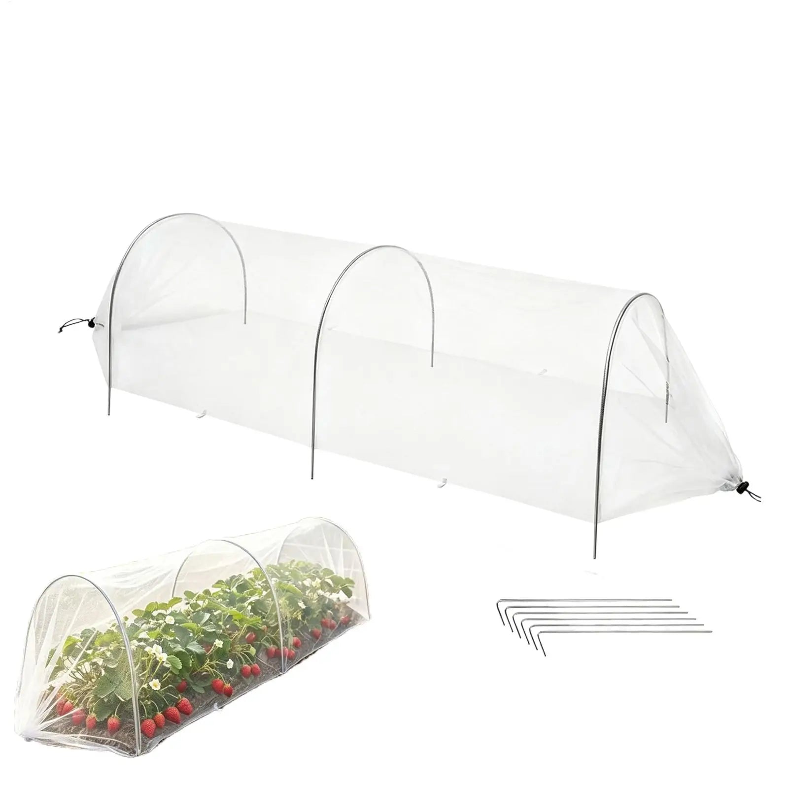 Pop-Up Garden Tunnel Net with Stakes – Plant Protection Mesh Garden Tunnel Net Zpaxo