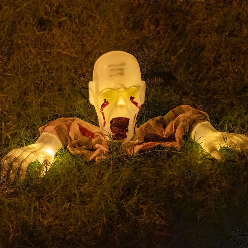 Realistic Zombie Statue LED Light Haunted House Scary Face Arm Zpaxo 1PCS