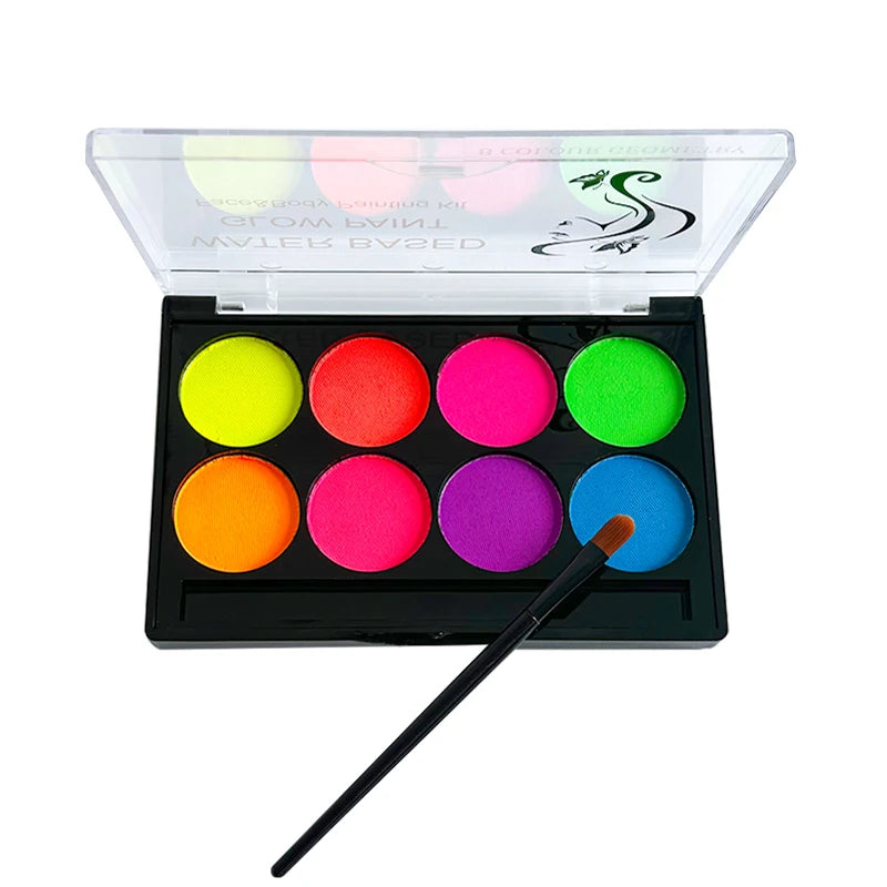 8 Colors Neon Glow Dark Face Body Paint Set-water Activated Painting Zpaxo SET-A