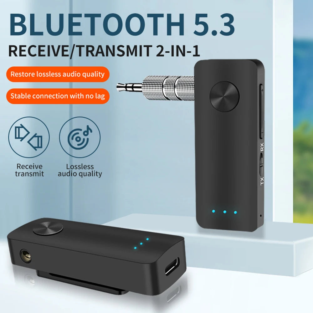 Bluetooth-compatible Adapter 5.0 Wireless 2 in 1 Receiver Transmitter 3.5mm Jack Earphone Aux Transmitter Audio For Headphone Zpaxo