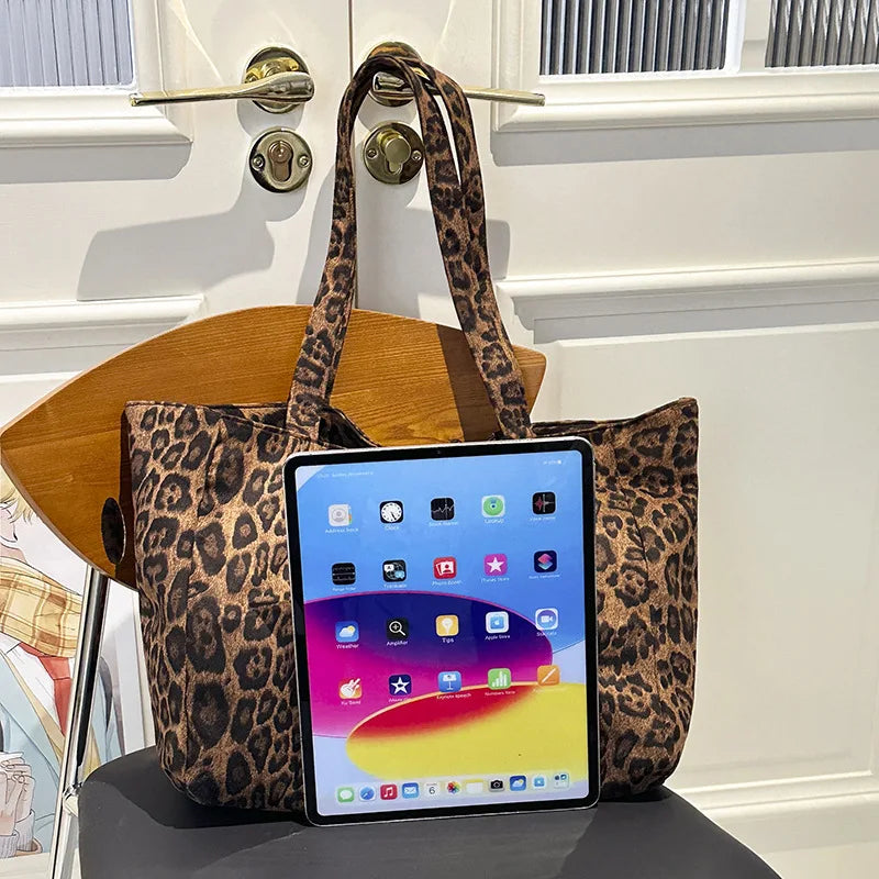 Vintage Leopard Print Tote Bag Women Large Capacity Crossbody Zpaxo