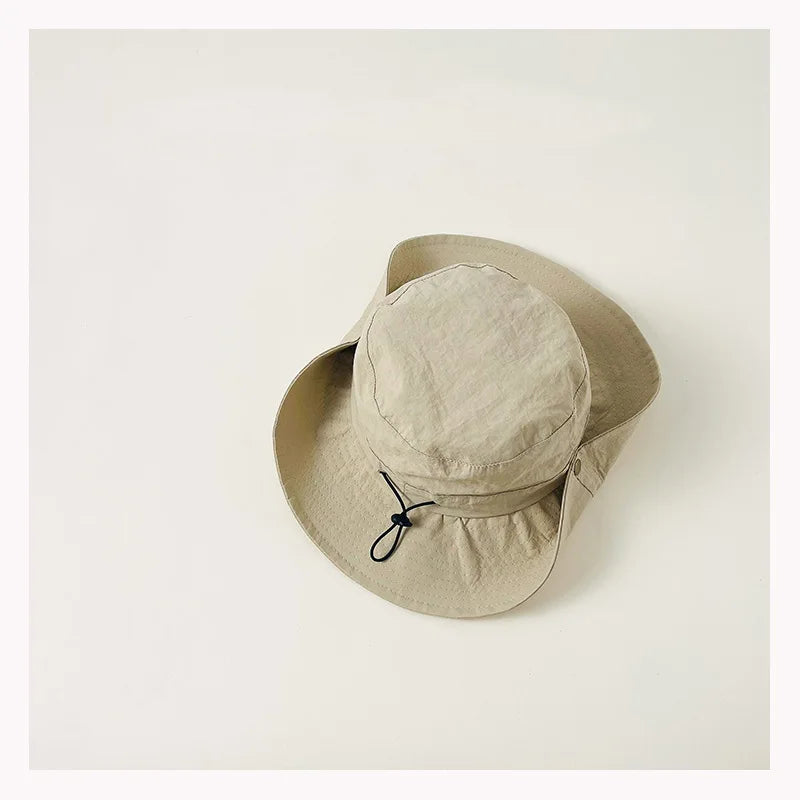 Big brimmed children's fisherman hat men's and women's breathable sun protection outdoor camping fishing western cowboy hat Zpaxo khaki