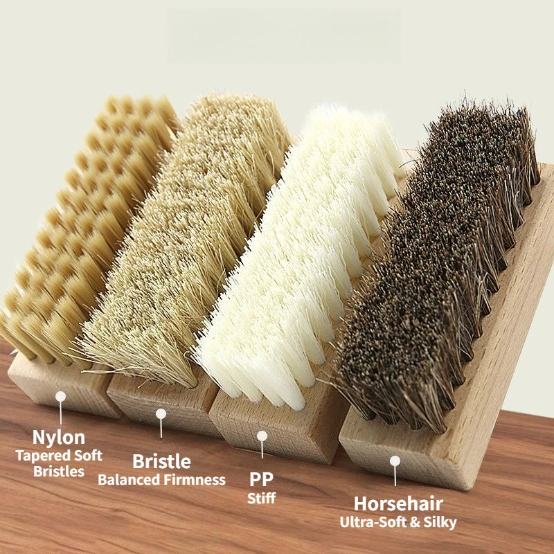 Shoe Brush Set – Horsehair, Nylon & Bristle for All Shoe Types