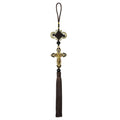 Retro Cross Car Pendants Decorative Tassel Rearview Mirror Pendant Zpaxo Black