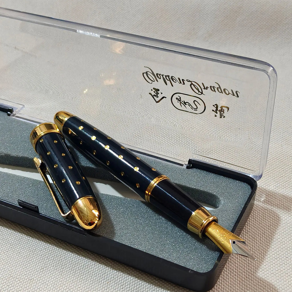 Chinese Dandong JINLONG Fountain Pens, Metal Copper Body, Full of Stars 1990s Style, Antique Writing Tool, Collectible Zpaxo mtx EF