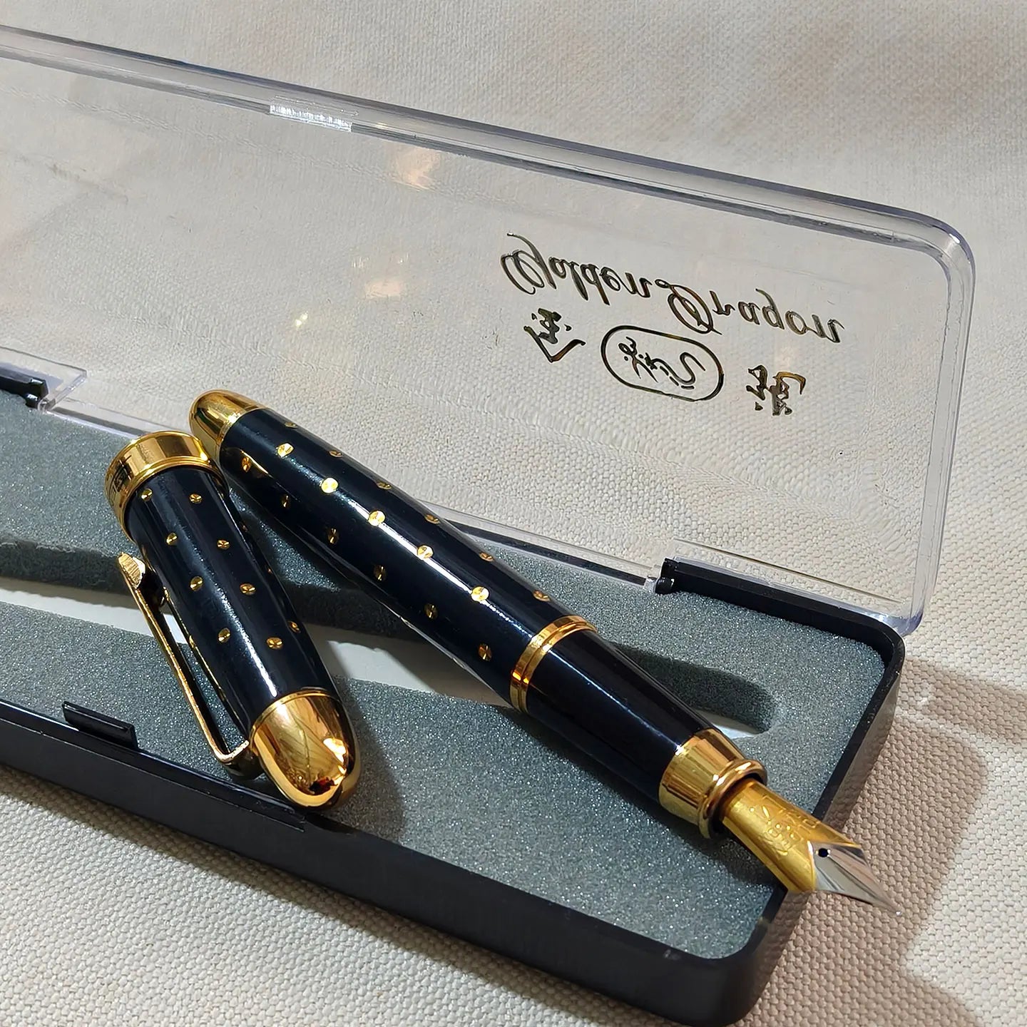 Chinese Dandong JINLONG Fountain Pens, Metal Copper Body, Full of Stars 1990s Style, Antique Writing Tool, Collectible Zpaxo mtx EF