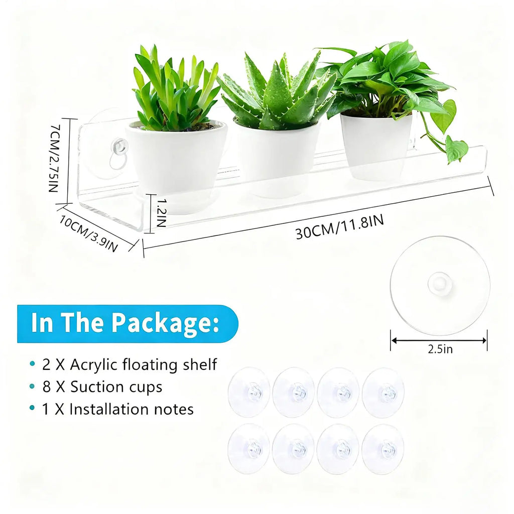 Plant Shelf for Window 2 Pieces Clear Suction Cup Planter Stand Indoor Plant Display Rack for Home Apartment Nature Lovers Zpaxo