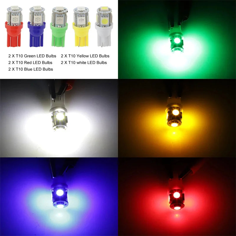 70PCS T5 T10 5050 SMD LED Dash Instrument Gauge Cluster Bulbs