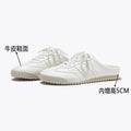 Inner Height 5cm Fashion Outerwear Toe Covered Half Slippers Tide 1 Step-on Small White Shoes Without Heel Sneaker Zpaxo 36 WHITE