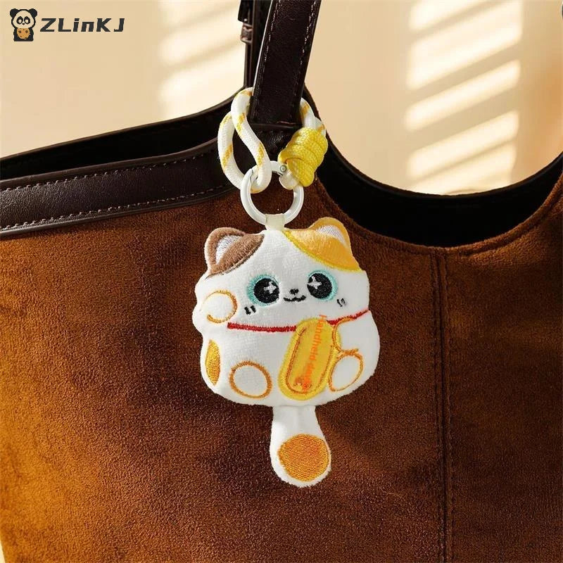▶1/2PCS Lucky Cat Mascot Plush Doll Stuffed Toy Keychain Pendant Lanyard Bag Hanging New Year Blessing Souvenir Gift Zpaxo