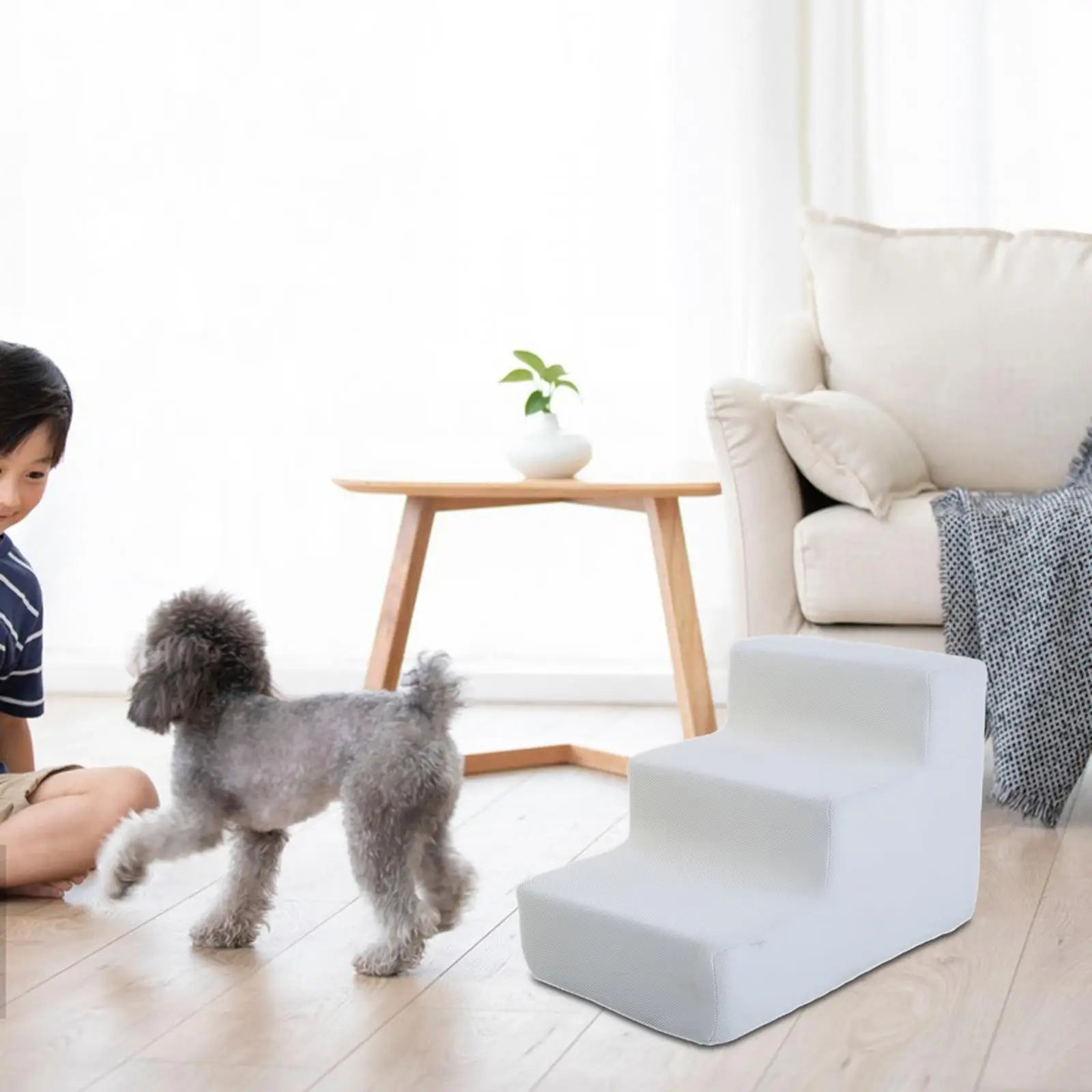 High Density Pet Steps Ladder Cat Ramp Balanced Pet Steps Dog Steps for Sofa Small Dogs and Cats Couch High Beds Puppy Supplies Zpaxo White 3 Steps
