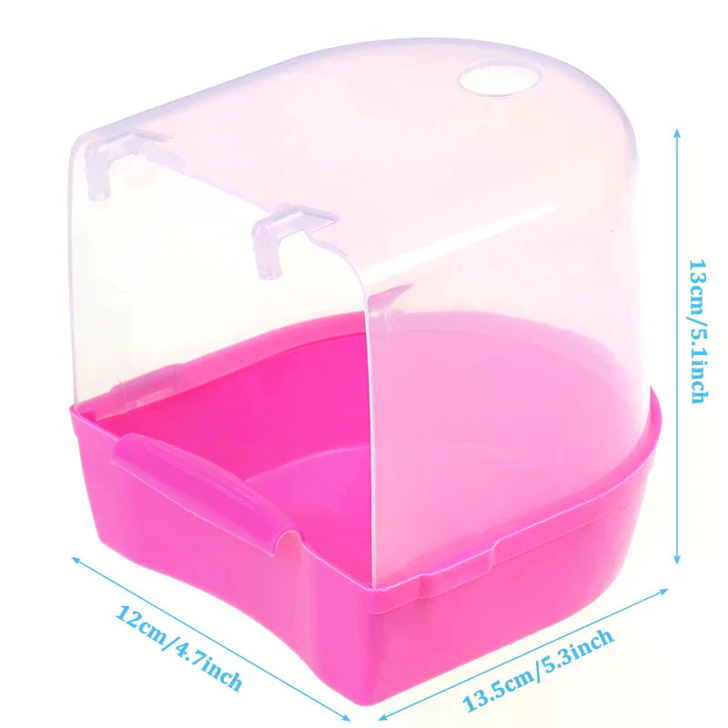 Plastic Bird Water Bath Box Bathtub Parrot Parakeet Hanging Bowl Zpaxo