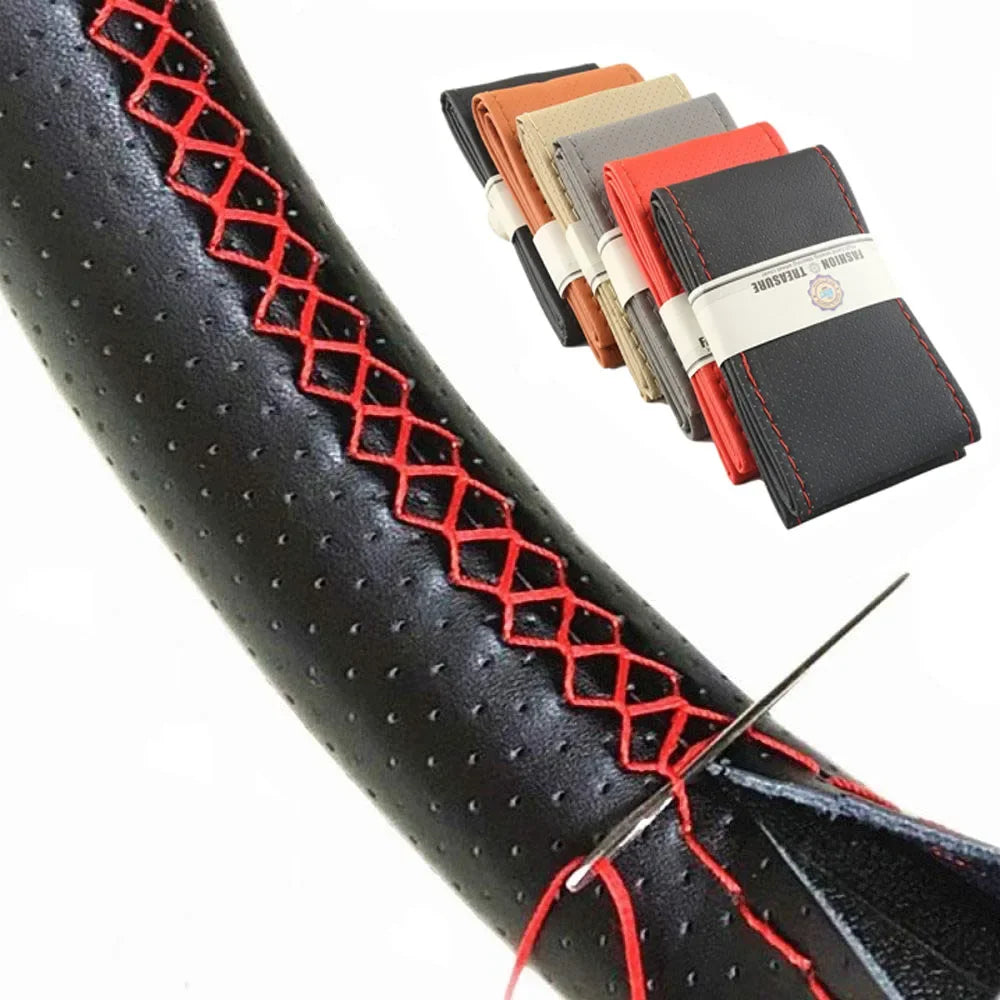 DIY Car Steering Wheel Braid Cover Fiber Leather Needle Skidproof
