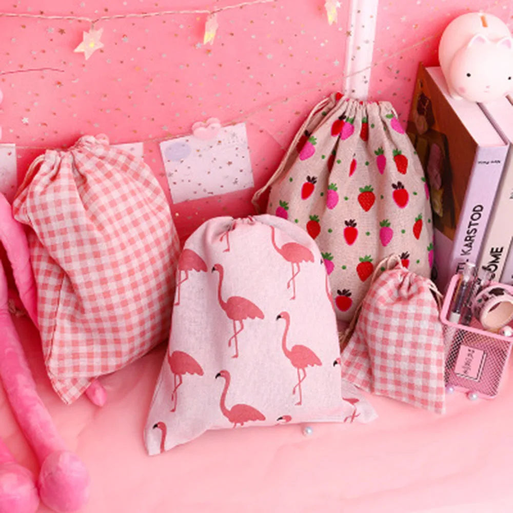 Cotton Linen Drawstring Gift Bags – Printed Storage Pouches Drawstring Storage Bag Zpaxo