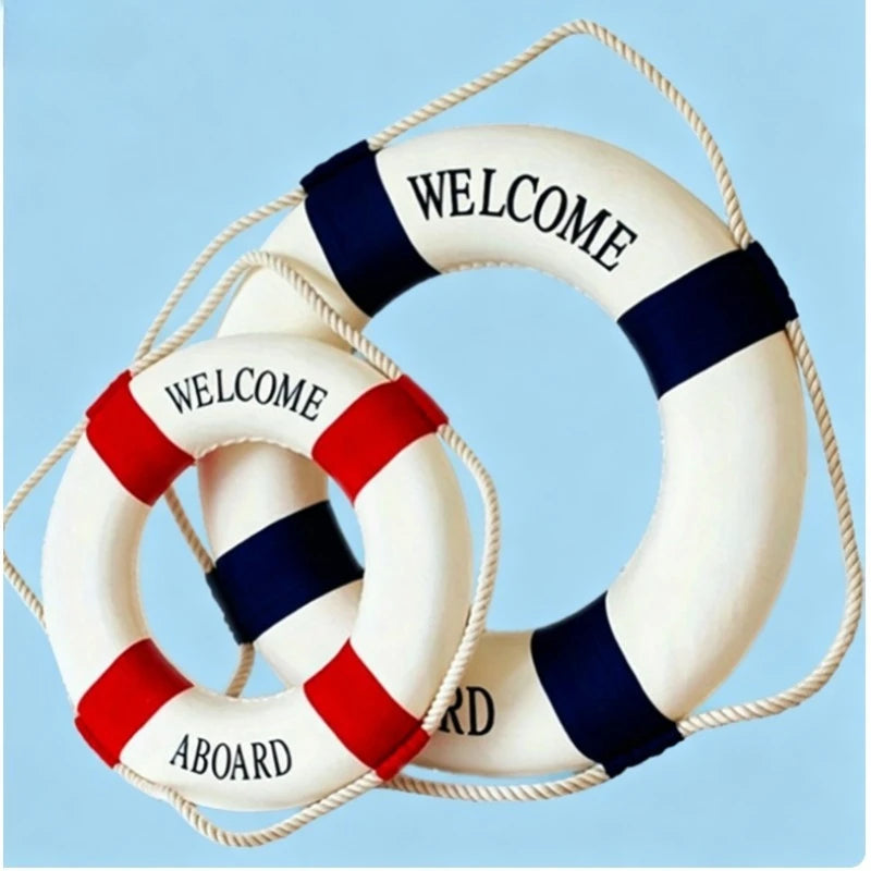 Nautical Red Blue Life Buoy Statue Room Decor Home Scene Desktop