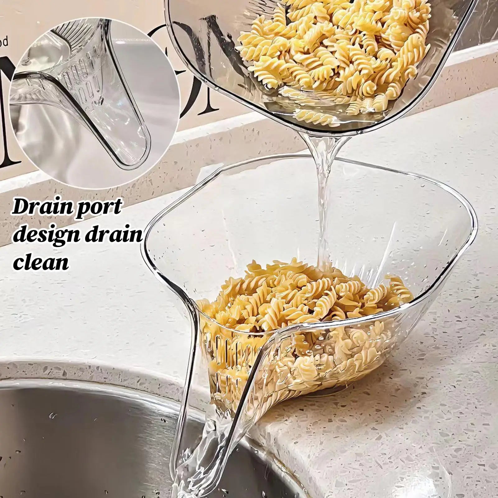 Fruit Strainer Washing Bowl Container Rice Washer Kitchen Gadgets