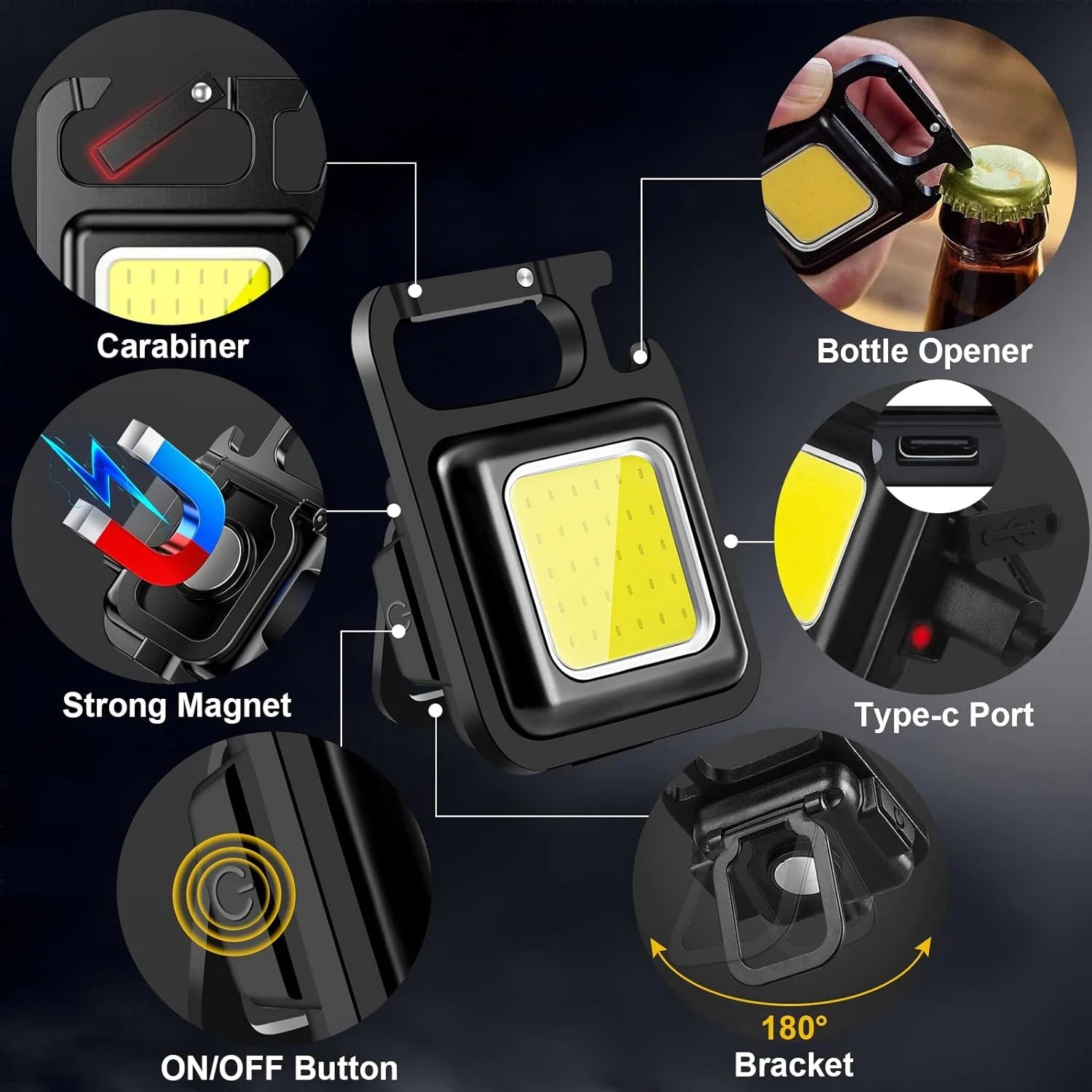 Mini Keychain Light COB Work Portable Waterproof Flashlight Pocket