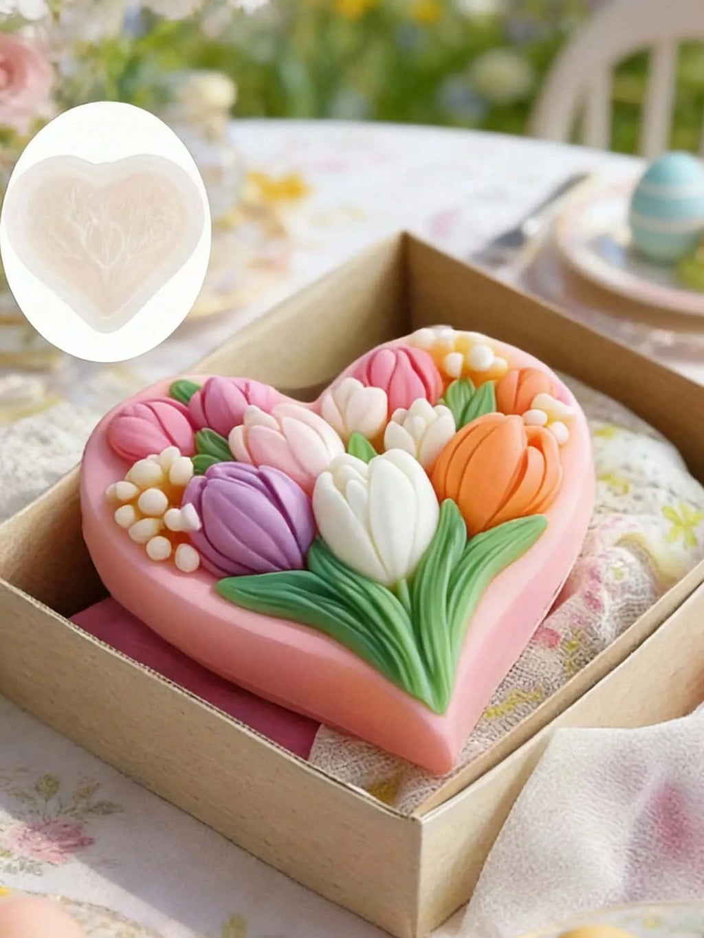 1pc Heart Tulip Silicone Candle Mold 3D Aromatherapy Candle Soap Gypsum Craft Home Decor Silicone Mold Valentine's Day Zpaxo