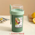 Portable Salad Cups Container Plastic with Lid and Fork Overnight cup Breakfast Oatmeal Cereal Nut Yogurt Cup School Lunch Box Zpaxo Green-L