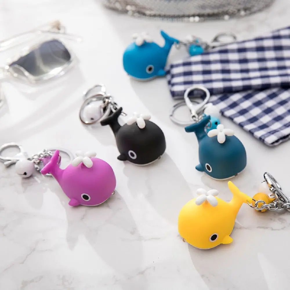 Creative Sounds Light Sea Whale Keychain with Sound Flashlight LED Whale Keyring Cartoon Luminous Animal LED Keychain Small Gift Zpaxo