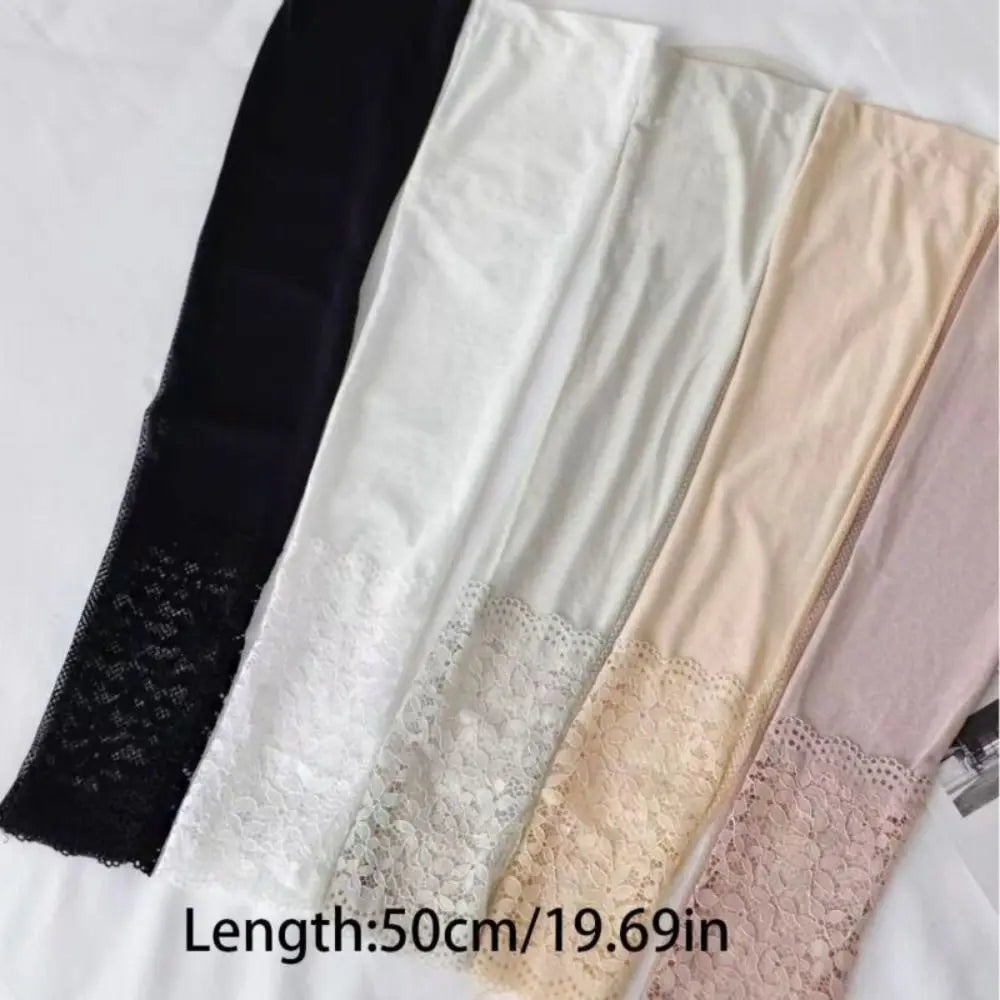 Fashion Ice Silk Sun Protection Sleeves Lace Long Fingerless Sunscreen Sleeves Elastic UV Protection Arm Sleeve Summer Outdoor Zpaxo