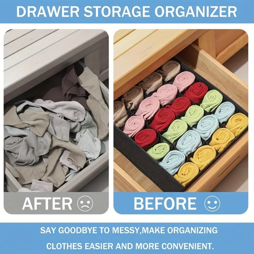 24-Cell Foldable Drawer Organizer Tension Mount Moisture-proof