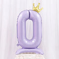 Light Purple Standing Foil Number Balloon Crown Digital Balloons Girl