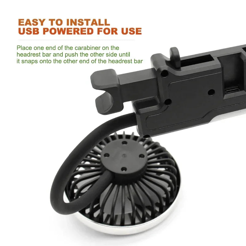 Car Fan Cooling Dual Head Type-c Usb 3 Speeds Adjustable Auto Cooler