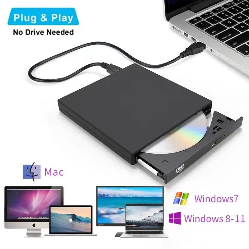 USB External CD DVD Drive, USB 2.0 Slim Protectable External CD-RW Drive DVD-ROM Burner Player for Laptops PC Desktop Computer Zpaxo