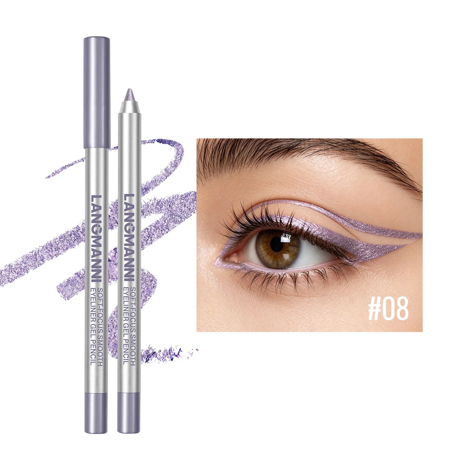 Pearlescent Glitter Eyeliner Pencil 12 Colors Smooth High Pigment Eye Liner Eyeshadow Pen Long-Lasting Waterproof Eyes Makeup Zpaxo 08