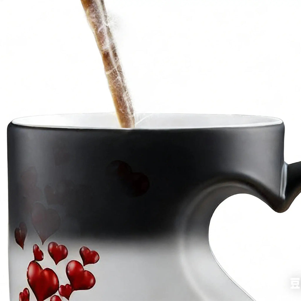 Creative Ceramic Changing Mug Heart-shaped Thermochromic Reveal