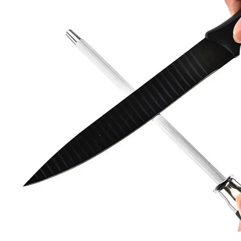 Kitchen Tool Carbon Steel Knife Sharpening Steel,Knife Sharpener With Hanging Holes (10 Inches) Zpaxo