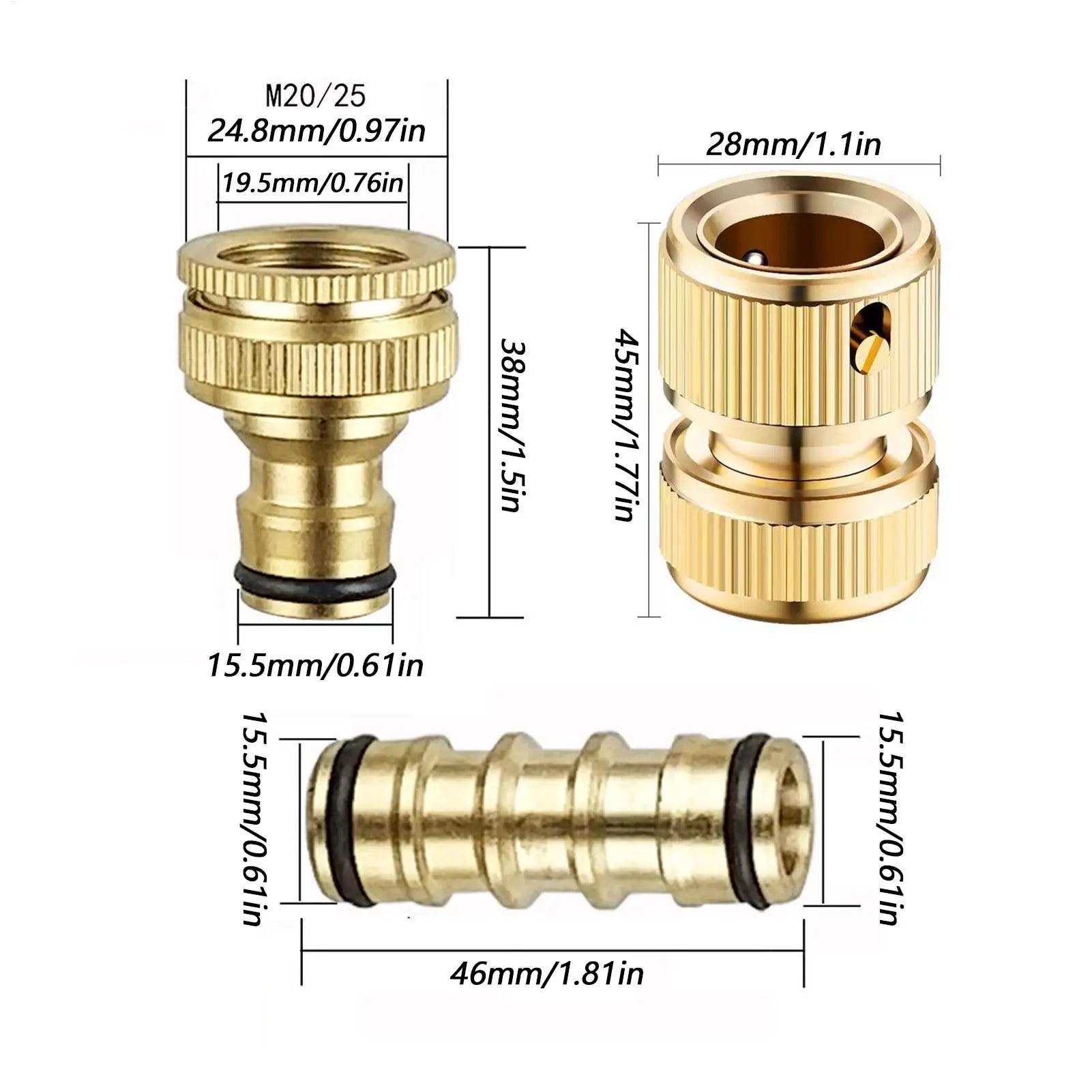Quick Connect Hose Fittings Brass Tube Watering Coupling Disconnect