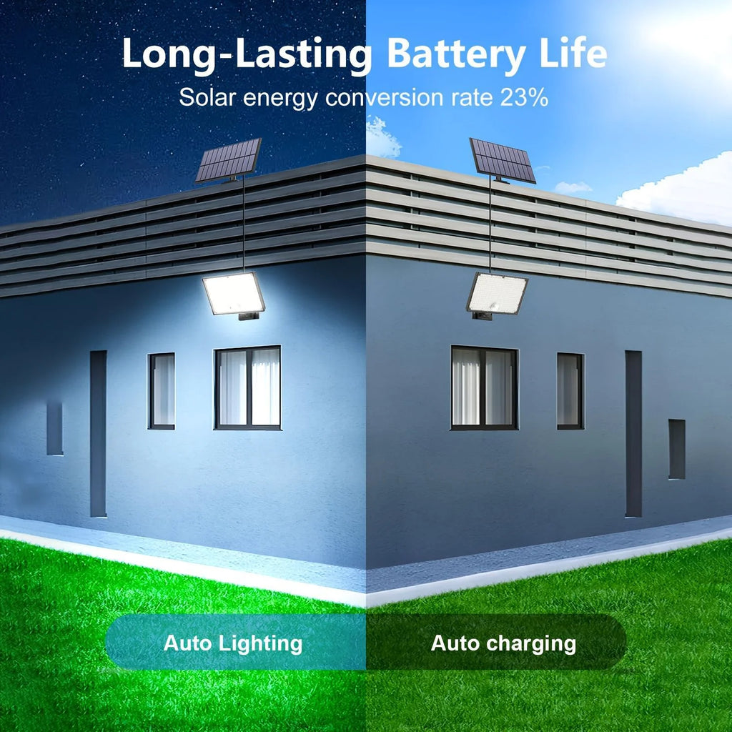 400LED Solar Motion Sensor Security Light 3 Modes Waterproof Solar Powered Outdoor Wall Light Energy-Saving Flood Light Garden Zpaxo