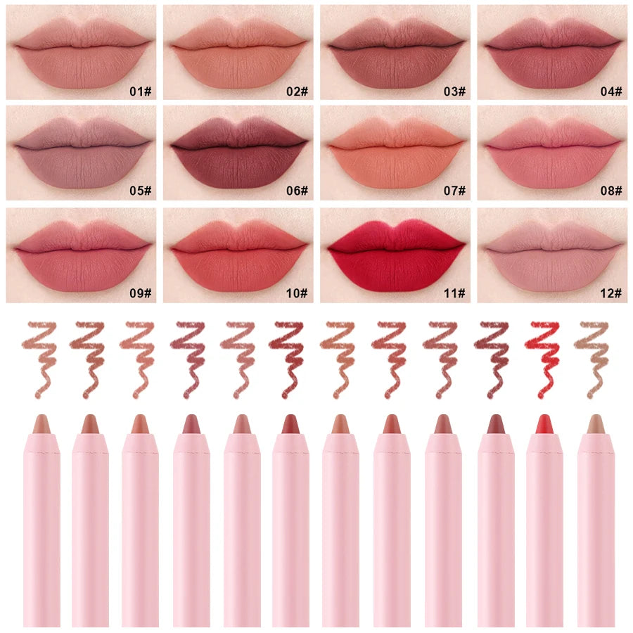 Waterproof Matte Lip Liner in Bean Paste Color, Lip Plumping Lipstick Pen, Non-Fading Lip Liner, Waterproof and Sweat-Proof Long-Lasting Matte Lip Liner, One-Second Plump Lip Lipstick Pen Zpaxo