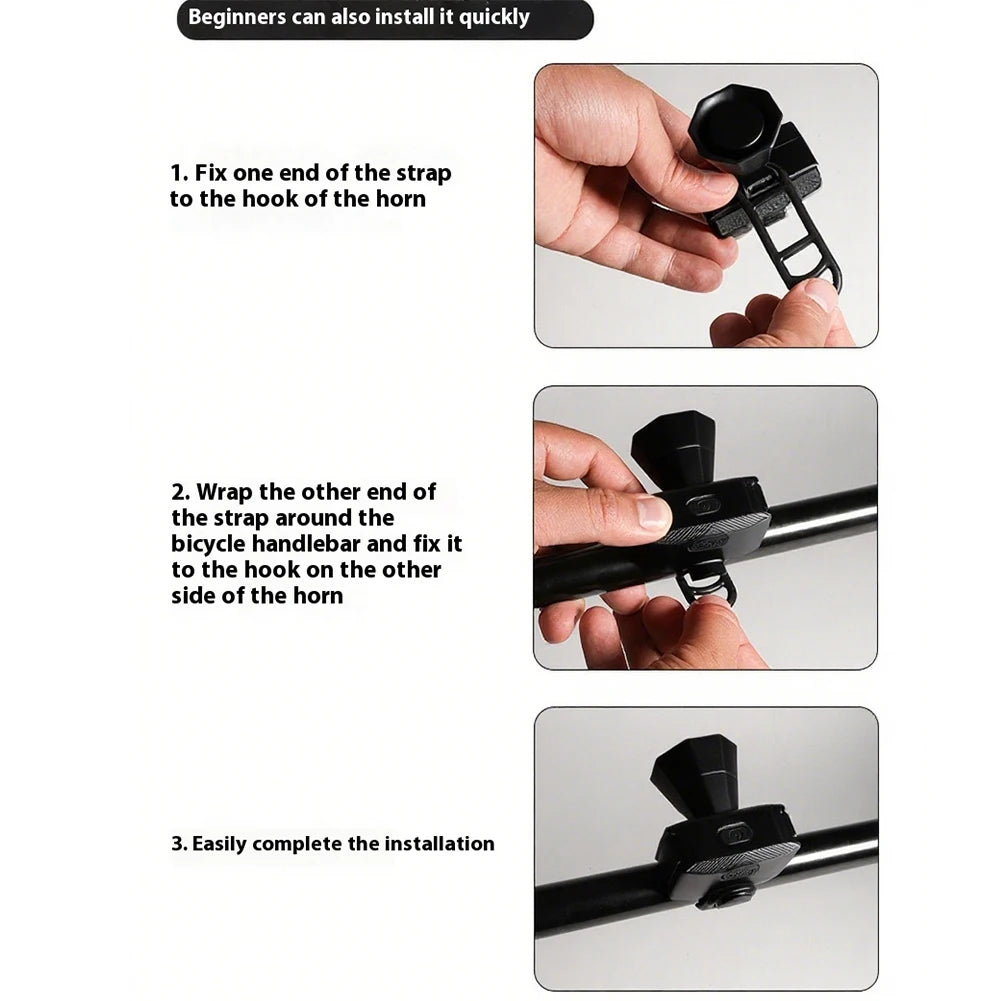 Electric Bike Horn 5 Modes Bell Waterproof Bicycle Rechargeable Alert