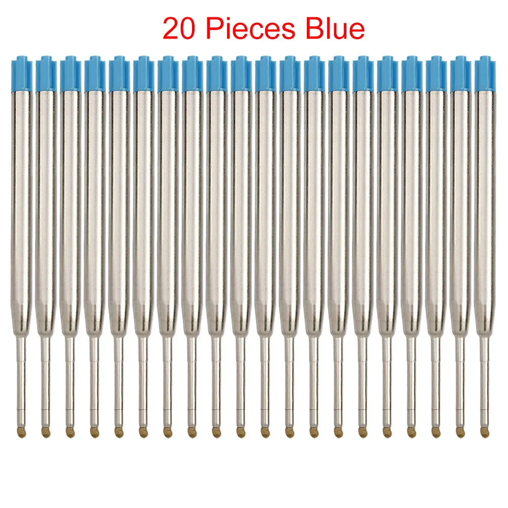 5/20pcs High Quality 1.0mm Metal Ballpoint Pen Replace Refills Blue Black Red Ink Smooth Writing For Office Stationery Supplies Zpaxo 20pcs Blue